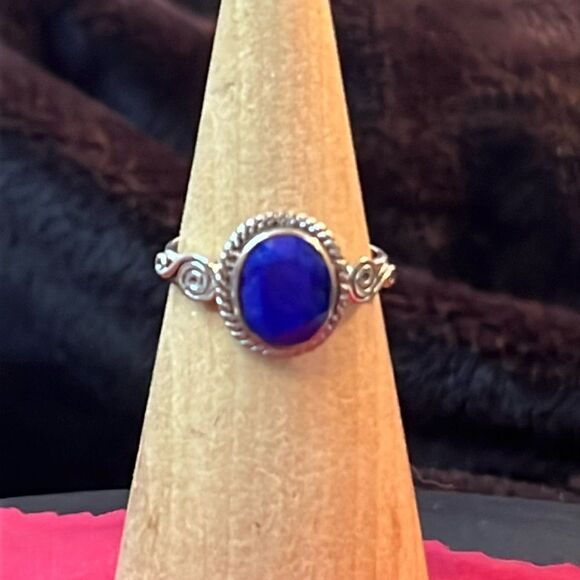 Artisan Crafted Lapis Lazuli 3.00 ctw Solitaire Ring in Sterling Silver 9 - Picture 1 of 13
